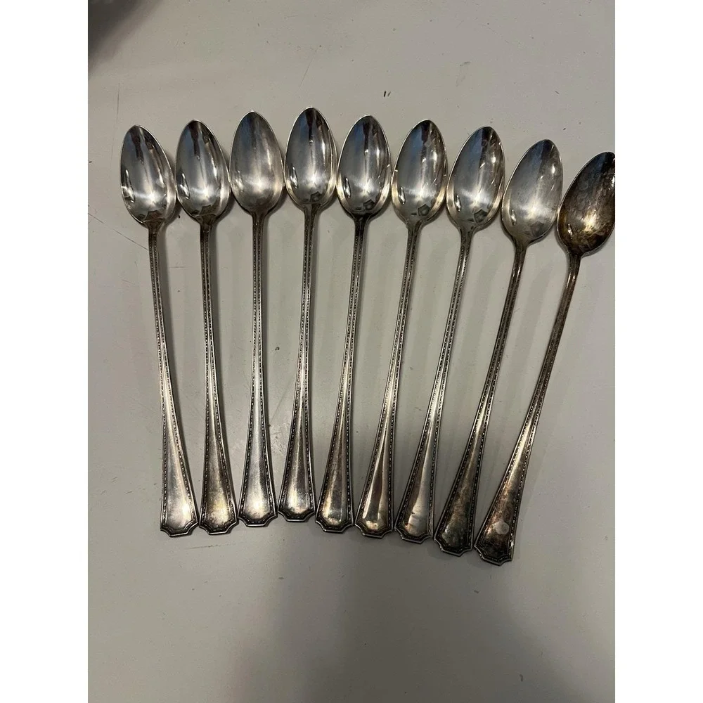 Vintage Set of 9 Kenilworth Silverplate Ice Tea Spoons
